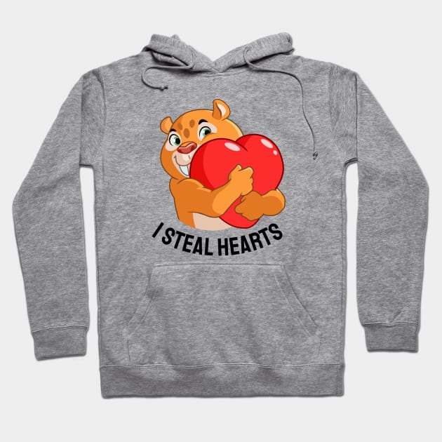 I steal hearts, friendly sabertooth tiger with qoute Hoodie by Yurko_shop